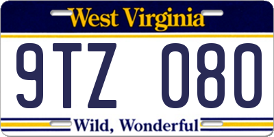 WV license plate 9TZ080