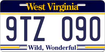 WV license plate 9TZ090