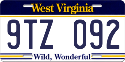 WV license plate 9TZ092