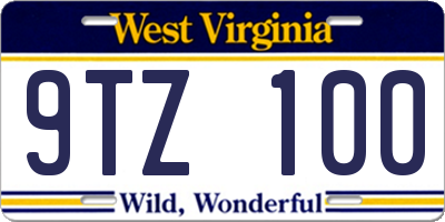 WV license plate 9TZ100