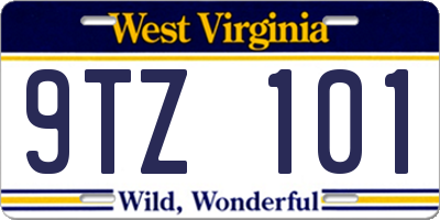 WV license plate 9TZ101