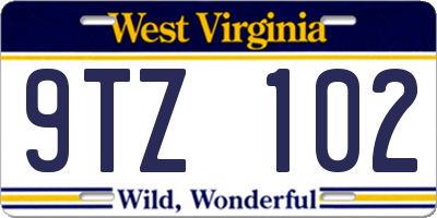 WV license plate 9TZ102