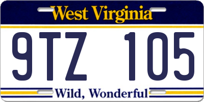 WV license plate 9TZ105