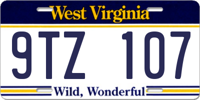 WV license plate 9TZ107