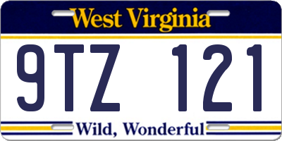 WV license plate 9TZ121