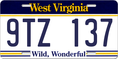 WV license plate 9TZ137