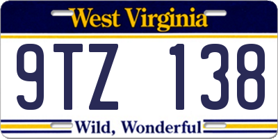 WV license plate 9TZ138