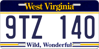 WV license plate 9TZ140