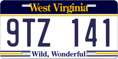 WV license plate 9TZ141