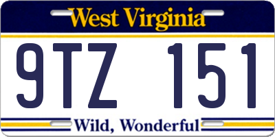 WV license plate 9TZ151