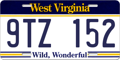 WV license plate 9TZ152