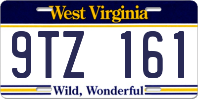 WV license plate 9TZ161