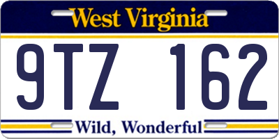 WV license plate 9TZ162