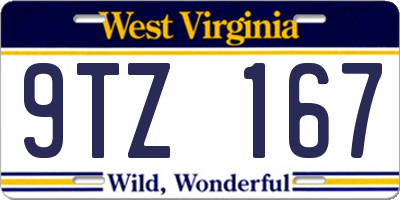 WV license plate 9TZ167