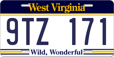 WV license plate 9TZ171