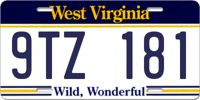 WV license plate 9TZ181