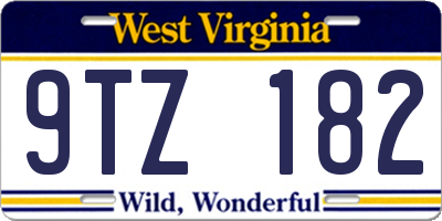WV license plate 9TZ182
