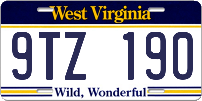 WV license plate 9TZ190