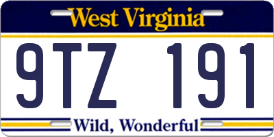 WV license plate 9TZ191