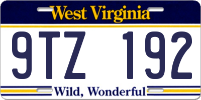 WV license plate 9TZ192