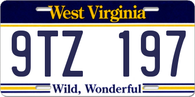 WV license plate 9TZ197