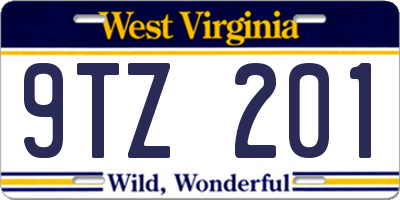 WV license plate 9TZ201