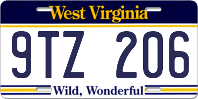 WV license plate 9TZ206