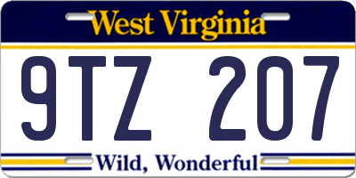 WV license plate 9TZ207
