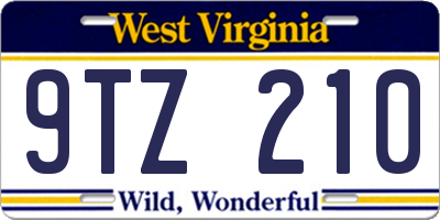 WV license plate 9TZ210