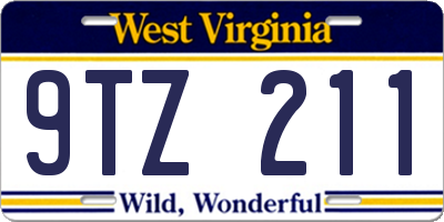 WV license plate 9TZ211
