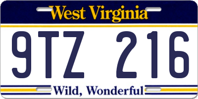 WV license plate 9TZ216