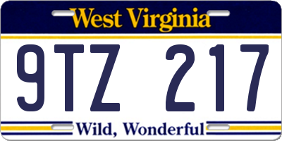 WV license plate 9TZ217
