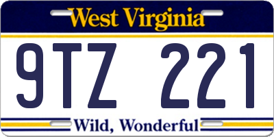 WV license plate 9TZ221