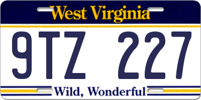 WV license plate 9TZ227