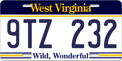 WV license plate 9TZ232