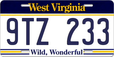 WV license plate 9TZ233