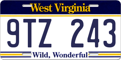 WV license plate 9TZ243