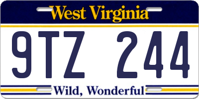 WV license plate 9TZ244