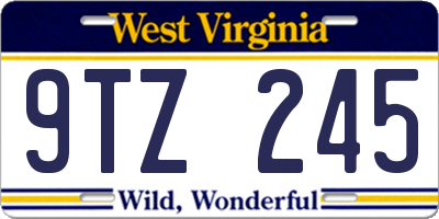 WV license plate 9TZ245