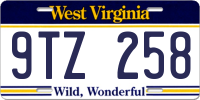 WV license plate 9TZ258