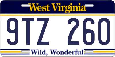 WV license plate 9TZ260