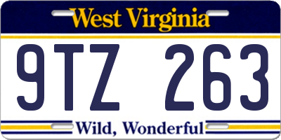 WV license plate 9TZ263