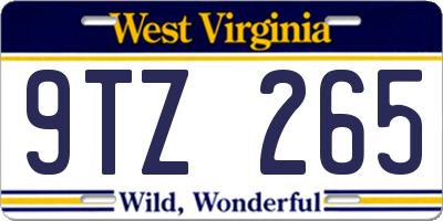 WV license plate 9TZ265