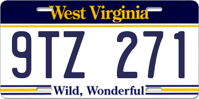 WV license plate 9TZ271