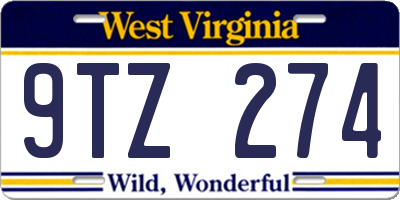 WV license plate 9TZ274
