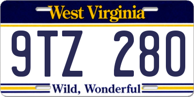 WV license plate 9TZ280