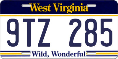 WV license plate 9TZ285