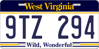 WV license plate 9TZ294