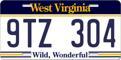 WV license plate 9TZ304