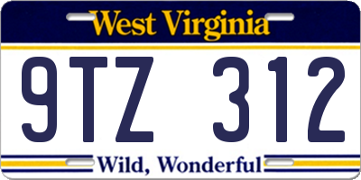 WV license plate 9TZ312